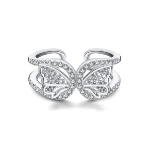 RINNTIN SR254 Personalized Designer Women Men Jewelry Wholesale 925 Sterling Silver Butterfly Rings