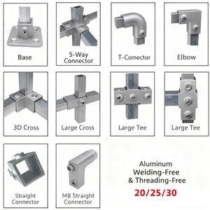 סגסוגת אלומיניום 20 25 30 מ "מ 4 דרך מפתח לוח מרובעים מעקה מחבר רכבת מעקה ריהוט תעשייתי מתאים - Product Image 1