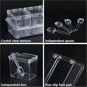 <b>Kitchen</b> Spice <b>Box</b> Stackable Injection Molded Clear Acrylic Square Canister Food Safe Spice <b>Storage</b> Containers Freshness - Product Image 3