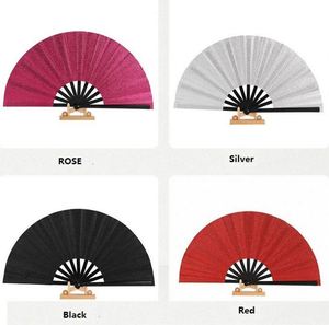 Éventails pliants personnalisés de 33 cm, style Kung Fu, à paillettes, en plastique peint, pour festivals et soirées dansantes - Product Image 3