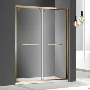 Glass Door Bathroom Modern Gold Stainless Steel Hotel Bathroom Shower Rooms Glass Sliding Shower Doors