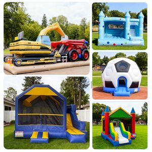 Château gonflable commercial d'extérieur avec toboggan, thème excavatrice, maison de jeu gonflable en PVC pour enfants - Product Image 5