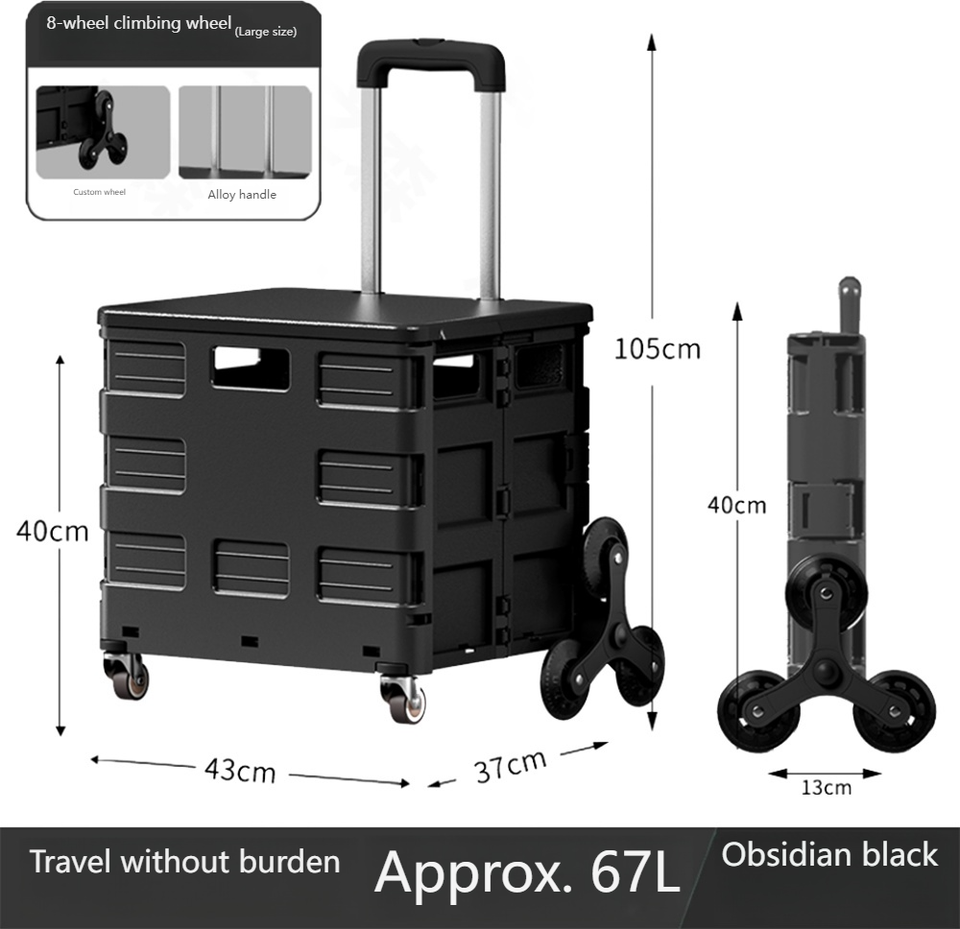 Colorful Large Capacity 67L Folding Shopping Cart Supermarket Grocery 8 ...