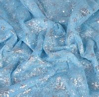 Tissu en filet 100 % polyester bleu 25 g/m² respirant et léger de 1 mm pour robes de soirée et robes à paillettes, tissu en tulle, tissu en dentelle
