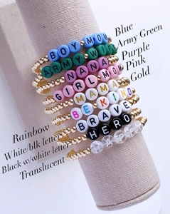 Bracelet personnalisé avec perles de lettres, plaqué or et perles colorées, bracelet à nom personnalisé, bijoux, cadeau <span class=keywords><strong>MAMA</strong></span> - Product Image 2