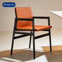 Chaises de salle à manger modernes en bois noir de qualité supérieure, confortables, avec revêtement en cuir orange, pour restaurant, café, salon et chambre à coucher