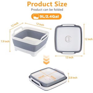 Zusammen klappbares Geschirr becken mit Abfluss stopfen Faltbares Mehrzweck-Küchen ablage fach für den Außenbereich - Product Image 2