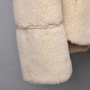 <span class=keywords><strong>Manteau</strong></span> court en laine Teddy pour <span class=keywords><strong>femme</strong></span>, <span class=keywords><strong>blanc</strong></span> crème, col rond, garniture en strass, boutons dorés en relief, vêtement d'extérieur ample pour l'hiver - Product Image 5