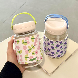 Gnmk Glass <b>Water</b> <b>Bottle</b> With Handle Heat Resistant Portable For Travel And Office Use - Product Image 1