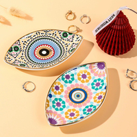 Assiette en céramique de luxe avec motif œil maléfique, design créatif, décorations de table pour mariage et maison, plat à bijoux