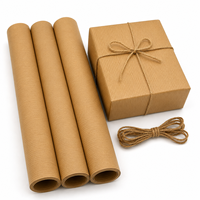 HOBY 40gsm Virgin Wood Pulp Ribbed Brown Kraft Paper Anti-Curl Custom Made Durable Gift & Craft Packaging Wrapping Paperboard