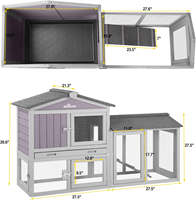 Cage à lapins et poulailler en bois, durable, pour intérieur/extérieur, avec plateau en plastique plus profond (Gris02-Un ensemble)