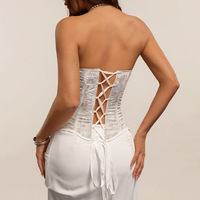 Corset bustier jacquard tissé respirant gris argenté avec détail rose 3D, élégant, pour mariée, amincissant, pour femme