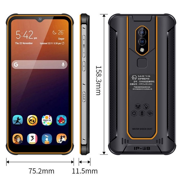 Original 6 Inch Rugged Phone With 6GB+128GB Memory and 4300 Mah Battery Ip68 & Ip69k Smart Mobile Phones NFC Wifi BT GPS