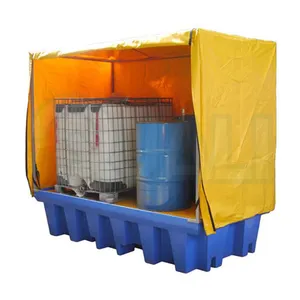 1240*1240 Plastic Spill Pallet Warehouse System Leak Proof Tray Yellow And Black Spill Pallet Containment