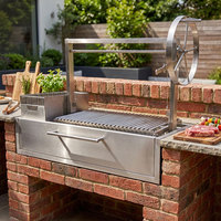 Grill Santa Maria en acier inoxydable 304, insert pour barbecue commercial au charbon de bois avec grille en V et bac de récupération des graisses