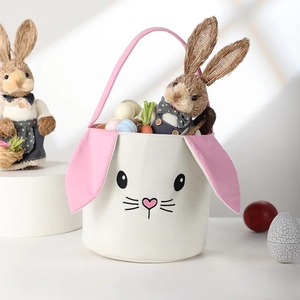 Personalized Easter Blank Classic Rabbit Bucket Sublimation Basket Bunny Polyester Canvas Easter Basket