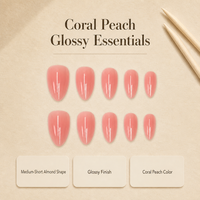 Faux ongles H3 Kaixin couleur pêche corail, courts, forme amande, à presser, finition rose brillante, fournitures pour manucure française