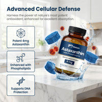 BioKom OEM GMP Certified Astaxanthin Softgels Capsules with DNA & Cellular Antioxidant Protection, Skin Eye Wellness