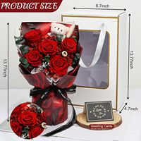 Rode geconserveerde bloemenboeket echte rozen beer |   Langdurige Echte Eeuwige Rozen Kaart Cadeaubox China 13,8 Inch Valentijn