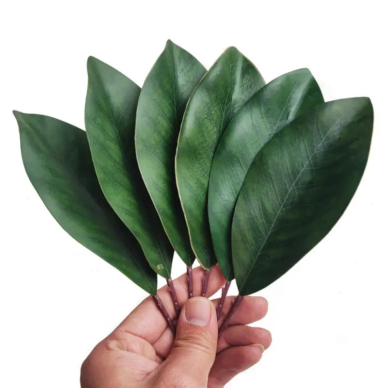 Q108 Wholesale Leaf Decorative Green Leaf Hot Sale Real Touch Silk Artificial Magnolia Leaf High Quality