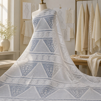 Tissu en dentelle rayée teinte en fil brodé 3D, doux, respirant, textile tridimensionnel pour vêtements