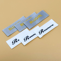 Étiquette de col tissée personnalisée avec logo, à coudre, à bords coupés à chaud et de forme ovale pour vêtements et chaussures
