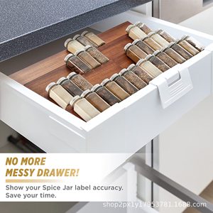 Étagère à épices en bois à 4 niveaux, empilable, pour le rangement sur le plan de travail de la cuisine, marron - Product Image 2
