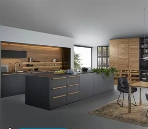 रसोई निर्माता के लिए तैयार नए आधुनिक मॉड्यूलर उच्च अंत लक्जरी काले लैसर पेंट mdf रसोई कस्टम - Product Image 5