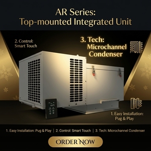 Unité de condensation monobloc à montage sur toit, faible bruit, installation facile, haute performance, <span class=keywords><strong>1</strong></span>-<span class=keywords><strong>1</strong></span>/4HP, 220-240V, pour chambre froide, usage commercial. - Product Image 1