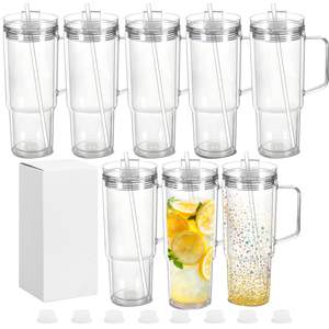 แก้วน้ำทรงกระบอกใส ดีไซน์ใหม่ พร้อมหูจับ ปลอด<span class=keywords><strong>ส</strong></span>าร BPA  วั<span class=keywords><strong>ส</strong></span>ดุ PS อะคริลิก  พร้อมรูเจาะสำเร็จรูป <span class=keywords><strong>ส</strong></span>ำหรับงาน DIY  ขนาด 40 ออนซ์  <span class=keywords><strong>แบบ</strong></span>ลูกโลกหิมะ - Product Image 1