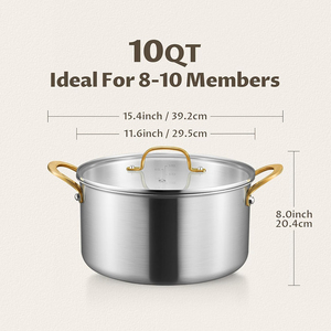 High Quality Triply Stainless Steel 9 Qt Dutch Oven Glass Lid Dishwasher Safe Heat Resistant Gold Handles Gas Induction American - Product Image 6