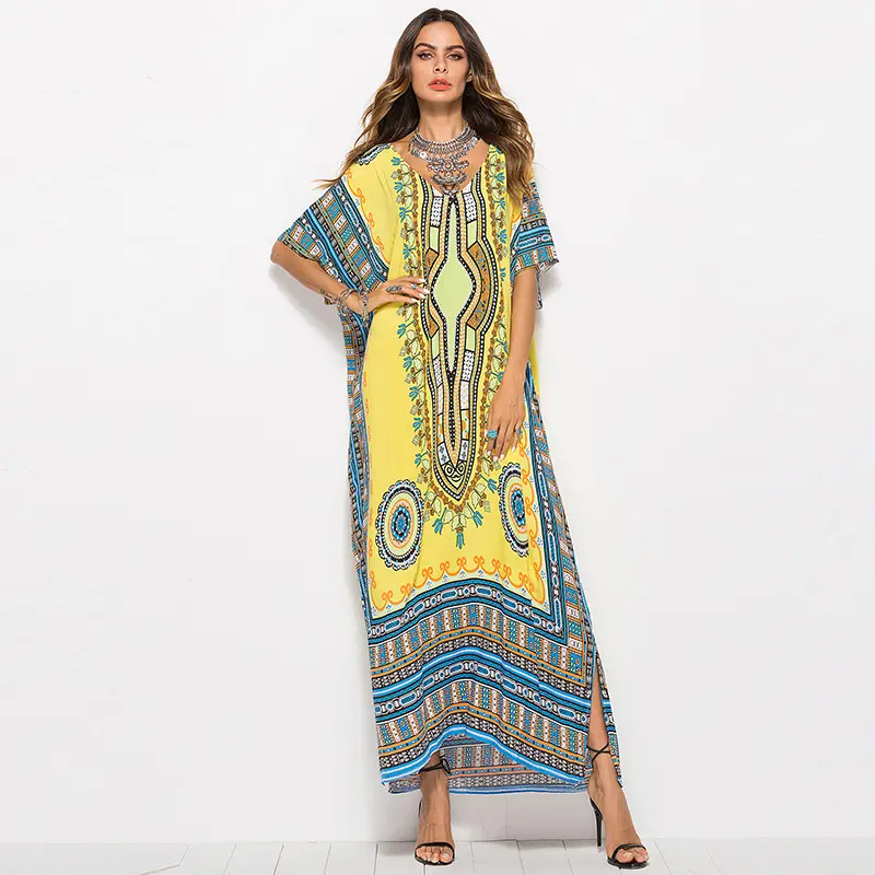 2022 Spring/Summer Women Dresses Large Size Hot Sale Printed Casual Fashion Dresses Robes Beach Dresses