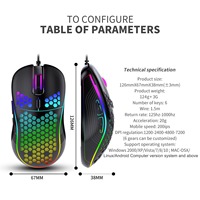 Mouse USB Berkabel Ringan Bercahaya 6 Tombol Ergonomis untuk Game E-sports Pemrograman Makro PC/Laptop