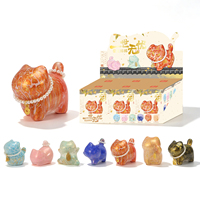 Figurine Chat Doré en Résine, Boîte Mystère, Chaton Porte-Bonheur, Ornement de Bureau, Décoration d'Intérieur, Cadeaux