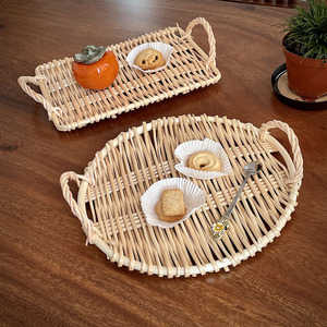 JY Willow Wicker Handmade Picnic Natural Dessert Pain Plates Household Food Decoration - Product Image 1