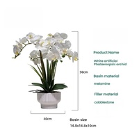 Fleur artificielle Phalaenopsis Orchidée réaliste, plante artificielle avec pot pour la décoration de la maison, décoration de table de salon