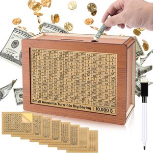 สติกเกอร์แผ่นกลยุทธ์การออมกล่องประหยัดเงินแบบกำหนดเองสำหรับกล่องไม้กระปุกออมสิน - Product Image 6