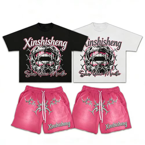 Conjunto de 2 Piezas Xinshisheng para Hombre, Camiseta Corta y Pantalones Deportivos Estampados, Talla Grande, Ropa Casual - Product Image 3