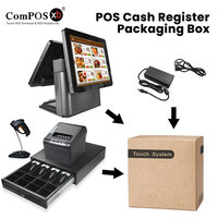Sistema POS Todo en Uno con Doble Monitor, Pantalla Táctil de 15'', Caja Registradora, Cajón de Dinero, Terminales de Escritorio, Gran Venta