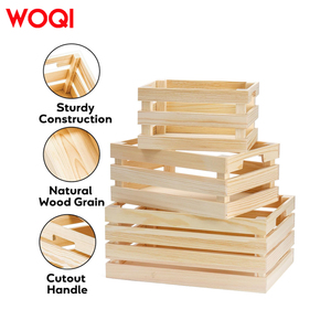 WOQI Caisses gigognes <span class=keywords><strong>en</strong></span> <span class=keywords><strong>bois</strong></span> de pin naturel avec poignées Panier de rangement décoratif <span class=keywords><strong>en</strong></span> <span class=keywords><strong>bois</strong></span> <span class=keywords><strong>pour</strong></span> l'artisanat <span class=keywords><strong>pour</strong></span> le stockage de style amoureux - Product Image 3