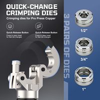Pince à sertir hydraulique manuelle portable SPM-1665, kit d'outils de pressage pour tuyaux en cuivre et PEX avec 3 matrices de sertissage interchangeables