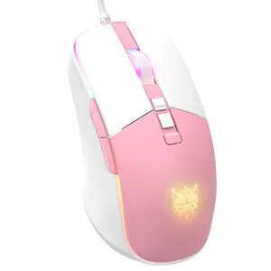 Ücretsiz örnek ONIKUMA CW916 pembe/mavi 7000 DPI kablolu ayarlanabilir LED ışık fare ergonomik fare kızlar için RGB oyun faresi oyun