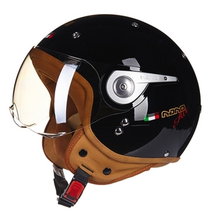 Medio casco unisex Retro Para todas las estaciones para motocicletas, tamaño universal XL con forro de espuma y visera, capacidad retro para motocicleta - Product Image 2