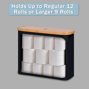 Toilet Paper <b>Storage</b> <b>Basket</b> with Lid <b>Bathroom</b> <b>Storage</b> Organizer Free Standing Holder up to 9 Mega Rolls - Product Image 2