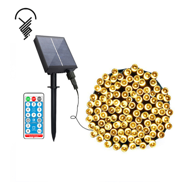 100 LED Solar Powered Fairy String Light RGB 8 Colors Outdoor Garden Christmas Wedding Party Decoration Lamp