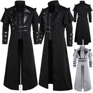 Costumes de cosplay d'anime médiévaux HP, vêtements pour hommes, veste longue noire vintage, gothique, steampunk, punk, trench-coat, vêtements de chevalier noble - Product Image 1