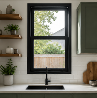 Fenêtres à simple battant en aluminium sur mesure pour la maison, avec verre trempé