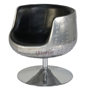 Furplan — <span class=keywords><strong>chaise</strong></span> pivotante <span class=keywords><strong>de</strong></span> style <span class=keywords><strong>industriel</strong></span> pivotante, confortable, en aluminium, siège <span class=keywords><strong>de</strong></span> <span class=keywords><strong>bar</strong></span>, <span class=keywords><strong>de</strong></span> bureau, en cuir <span class=keywords><strong>de</strong></span> grain supérieur, base métallique - Product Image 1