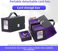 Boîte de rangement pour cartes TCG en cuir PU avec poignée et fenêtre, étui de rangement pour cartes Poke Mon Yu-Gi-Oh MTG, porte-dés et jetons